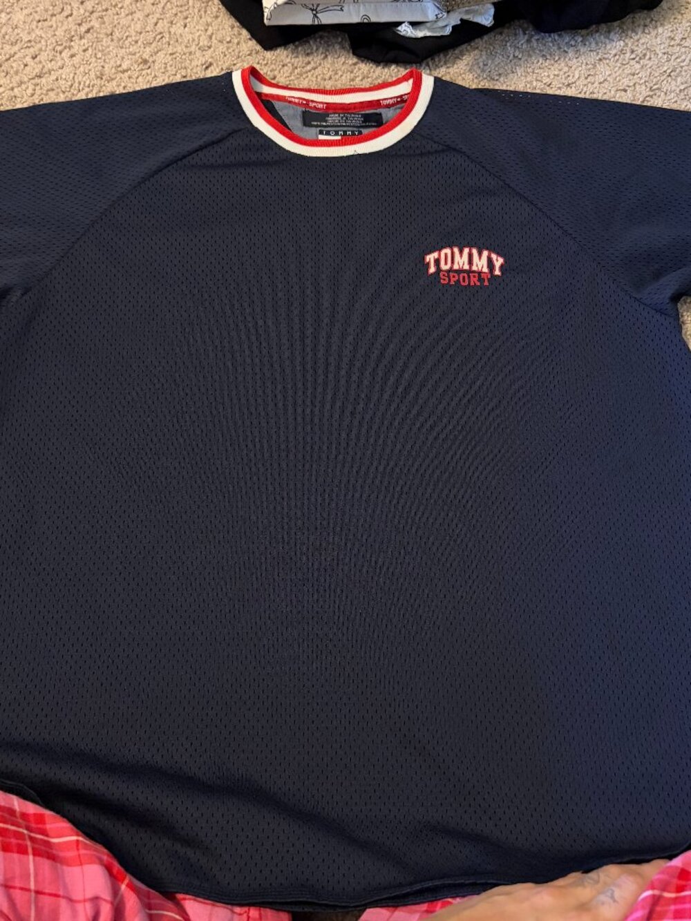 Tommy Hilfiger Navy Red White Blue Jersey T Shirt Breathable Streetwear Trendy L